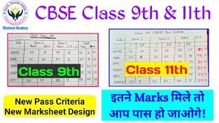 CBSE Class 9th and 11th New Pass Criteria and New Marksheet Design Explained  CBSE New Rules for U [upl. by Ahsena]