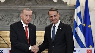 GrèceTurquie  Recep Tayyip Erdogan reçoit Kyriakos Mitsotakis à Ankara [upl. by Stoll450]