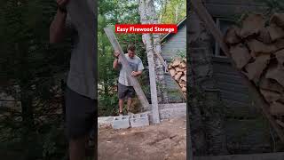 Quick amp Easy Firewood Storage using 2 cinder blocks firewood campfire cottage fireplace diytips [upl. by Aleydis]