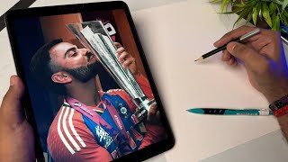 Virat Kohli Drawing Virat Kohli kissing Trophy Drawing Outline Tutorial 😍 [upl. by Glynda802]