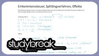 Einkommensteuer Splittingverfahren Effekte  Steuerlehre [upl. by Nolana351]