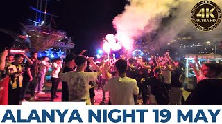 Alanya Night Street Tour  Alanya 19 May Event  Alanya City Night Walking Tour  Alanya 4K 60 FPS [upl. by Plerre]