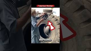 How Damaged Tires Are Repaired shorts creative artist workers [upl. by Aseretairam]