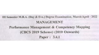 Performance Management and Competency Mapping 2022 Question Paper  MBA 3rd sem [upl. by Htiduj]