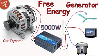 I turn the car alternator into a free energy generatorHomemade GeneratorDynamo into 220v PART 1 [upl. by Gibbie33]