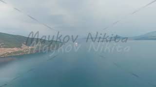 Igoumenitsa Greece Large ferry enters the port Aerial View Departure of the camera [upl. by Sheffie]