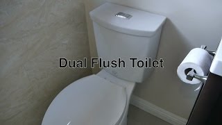 Dual Flush Toilet by American Standard w Low amp High Power Flushing  Valve  Handle Repair Parts [upl. by Llesirg]