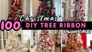 Easy 🎄🎀 DIY Christmas Tree RIBBON Ideas 2024 to Decorate Indoor Festival Themed Holiday Tree bows [upl. by Isus999]