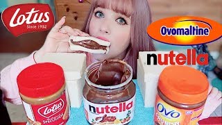 NUTELLA OVOMALTINE CRUNCH amp SPECULOOS SPREAD 🍞 MUKBANG [upl. by Annaeed]