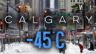 【4K】Calgary  45C Extreme Cold  ❄️ Downtown  blizzard downtown snowfall snow [upl. by Kennan384]