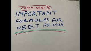 IMP Formulas to crack NEETPGneetpg neetpg2024inicetprepladder damsmarrow [upl. by Nylcsoj32]