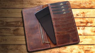 leather coat wallet tutorial make a long wallet with the least amount of leather wastepdf pattern [upl. by Akirahs731]