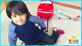 Ryan ToysReview airplane rides with opening surprise eggs [upl. by Erline925]