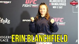 Erin Blanchfield addresses switch from main to comain event  UFC Edmonton [upl. by Oinotnaocram]