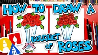 How To Draw A Bouquet Of Roses For Valentines Day [upl. by Renato]