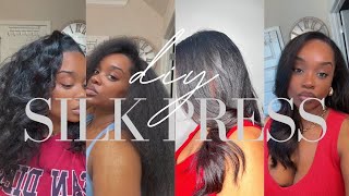 HOW TO DIY Silk Press Long Natural Hair At Home  TIPS for Overnight Care and the Gym [upl. by Letnohs]