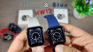 HW12 Series 6 Unboxing  HW12 New Colour BLUE amp SILVER  Best 40mm Copy Of Apple Watch Series 6 [upl. by Inafit]