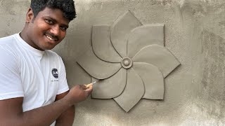 New 3D Flower Design  3D Design  Wall Flower Design  Cement Sand And Design  Raj M Bhadrak [upl. by Jamnis917]