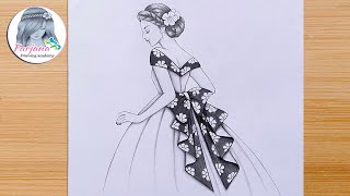 How to draw A beautifully dressed girl  Pencil sketch step by step  Güzel Elbiseli Bir Kız Çizimi [upl. by Yreva170]