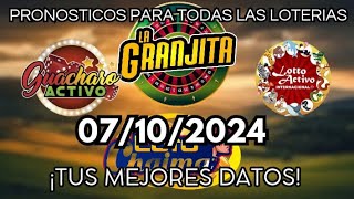 ✔️ 071024  DATOS LOTTO ACTIVO  GUACHARO  GRANJITA  SELVA PLUS  LOTO CHAIMA  LOTTO REY✔️ [upl. by Marquis]