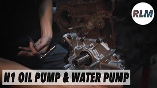 10 Water Pump Oil Pump amp Thermostat Install  RB25DET 240SX Build [upl. by Aiuqram]