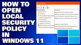 How To Open Local Security Policy Gpeditmsc in Windows 1110 Guide [upl. by Hyacinthe]