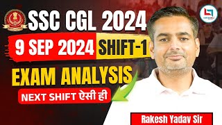 SSC CGL 2024 Exam Analysis  9 Sept Shift1 Complete Analysis2  Rakesh Yadav Sir cglpre2024 [upl. by Rolecnahc]