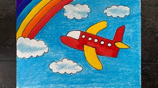 Aeroplane  Aeroplane and Clouds Drawing 🌈 ✈️ [upl. by Inilam147]