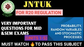 RANDOM VARIABLES amp STOCHASTIC PROCESSES IMPORTANT QUESTIONS FOR MIDSEM EXAMS FOR JNTUK R20 STUDENTS [upl. by Juliano138]