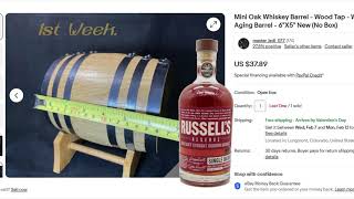 1lt Mini Whiskey Barrel With Russells Reserve Single Barrel 1st Week Review [upl. by Selohcin916]