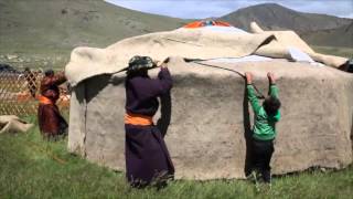 Montage dune yourte en Mongolie [upl. by Neille353]