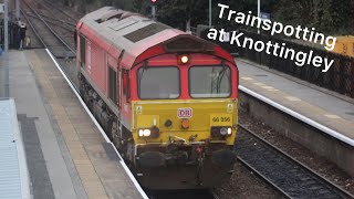 Trainspotting at Knottingley station Knottingley Trainspotting Railway NetworkRail Train DB [upl. by Shaffert]