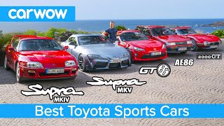 New Supra v MK4 v 2000 GT v GT86 v AE86 v Celica  the best Toyota sports cars [upl. by Entroc402]