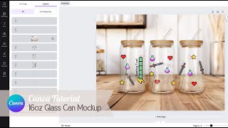 16oz Libbey Glass Can Mockup Canva Tutorial [upl. by Llenahc]