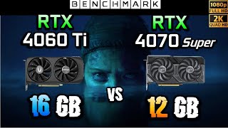 RTX 4060 Ti 16GB vs RTX 4070 Super 12GB  Test  1080p  1440p  in 8 Games [upl. by Rabah]