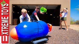 Babysitter Showdown Part 3 The Giant Nerf Dart and the Nerf Auto Turret Blaster [upl. by Aniuqahs]