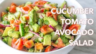 Salads Cucumber Tomato Avocado Salad Recipe  Natashas Kitchen [upl. by Ivel]