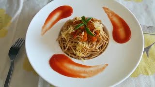 سباغيتي القمح الكامل بقطع الدجاج والخضر صحية ولذيذة spaghetti au blé complet 2020 [upl. by Orfurd212]