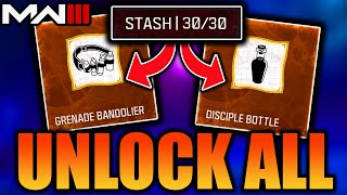 How To Unlock NEW Schematics FAST In MW3 Zombies STASH INCREASE DISCIPLE BOTTLE GRENADE BANDOLIER [upl. by Hoover656]