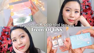 💛 Trying on kpop idols lenses from OLENS ✨ [upl. by Sigismondo]