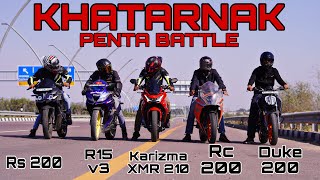 Hero Karizma XMR 210 vs Rs200 va Duke 200 vs Rc200 vs R15 v3  Long Race ish bike ne Kamal Diya [upl. by Vic893]