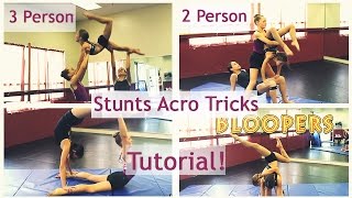 Best 3 Person 2 Person Stunts Acro Tricks Tutorial [upl. by Atinuahs]