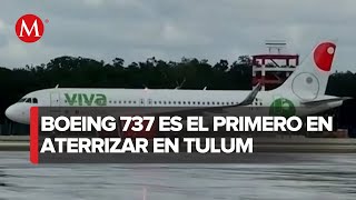 Aterriza el primer vuelo comercial en el Aeropuerto Internacional de Tulum [upl. by Anippesuig462]