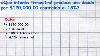 INTERES SIMPLE TRIMESTRAL EJERCICIO [upl. by Farris700]