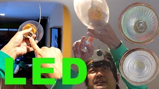 How to Replace a GU10 Halogen to a GU10 LED Bulb or Lamp In A Pendant Light or Lights with GU10 Base [upl. by Crandale]