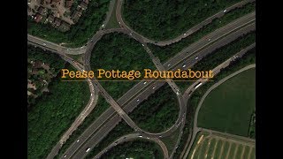 Turning Right at Pease Pottage Roundabout Large roundabout near Motorway [upl. by Ira612]