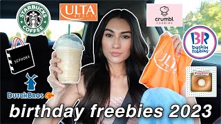 BIRTHDAY FREEBIES 2023  free things you can get on your birthday [upl. by Ahsets]