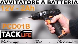 Trapano avvitatore a batteria TACKLIFE 12V PCD01B ricaricabile Recensione completa senza fili [upl. by Repsihw]