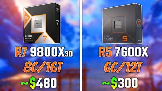 AMD RYZEN 7 9800X3D vs RYZEN 5 7600X  Test in 6 Games [upl. by Aipotu456]