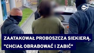 Raniony siekierą ksiądz ze Szczytna walczy o życie Zarzut usiłowania zabójstwa dla sprawcy TVN24 [upl. by Shae]